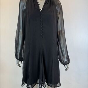 Balloon Sleeve Elegant Black Sheer Sleeve Dress